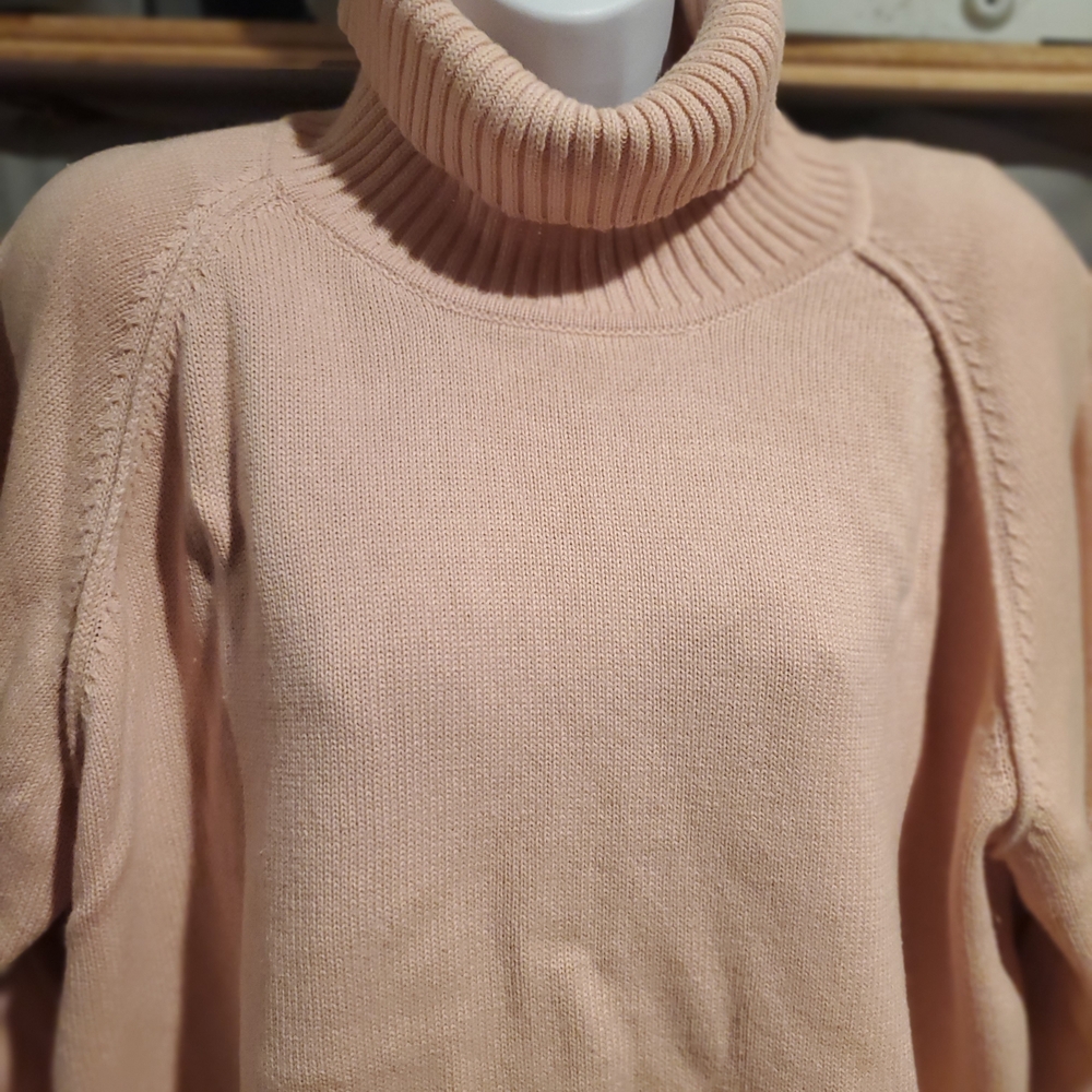 JEANNE PIERRE Women's cotton turtleneck sweater - light pink - Picture 1 of 5